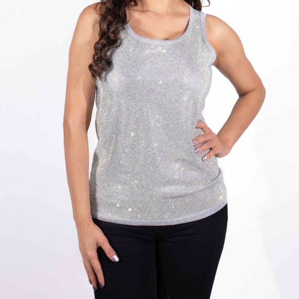 Sparkles Studios Fully covered Silver rhinestones Tank Top - Women's size XL